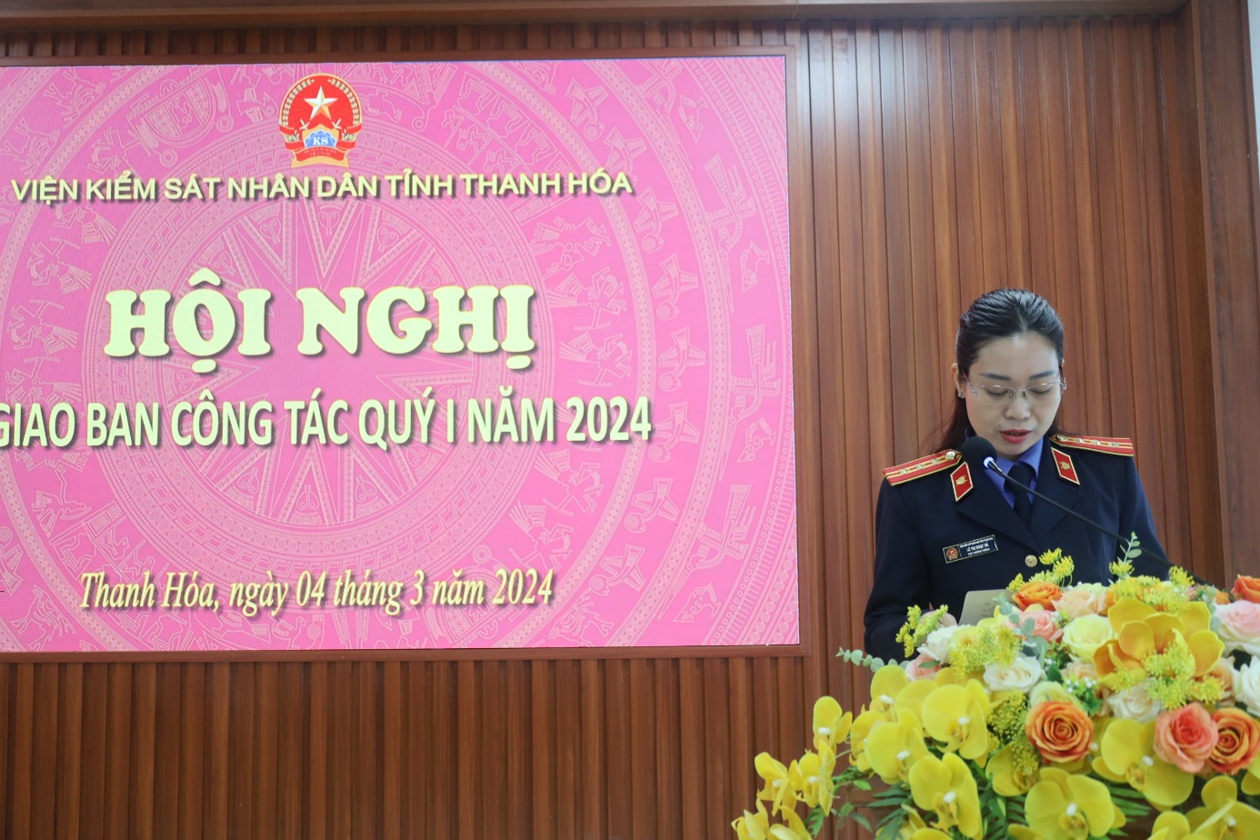 Đ/c Lê Thị Ngọc Hà, Chánh Văn phòng VKSND tỉnh thông báo  kết quả công tác Quý I năm 2024