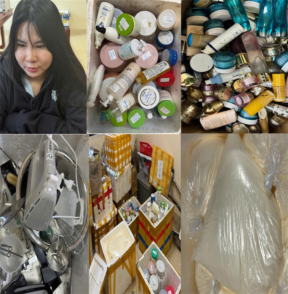 Ảnh: Đối tượng Dung và sản phẩm bị thu giữ