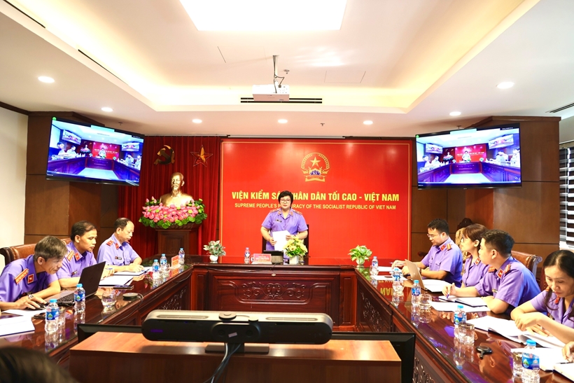 Đồng chí Mai Thị Nam, Chánh Thanh tra VKSND tối cao dự và chỉ đạo Hội nghị