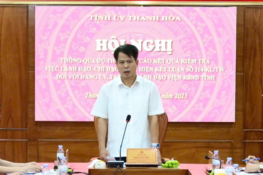 Đồng chí Đào Xuân Yên, Ủy viên Ban Thường vụ, Trưởng Ban Tuyên giáo và Dân vận Tỉnh ủy, Trưởng Đoàn kiểm tra phát biểu