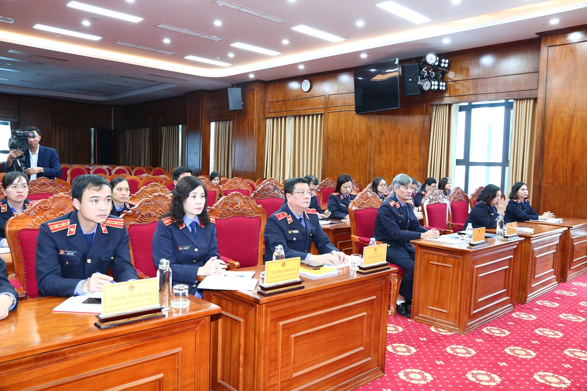 Ảnh: Toàn cảnh hội nghị tại điểm cầu trung tâm VKSND tỉnh