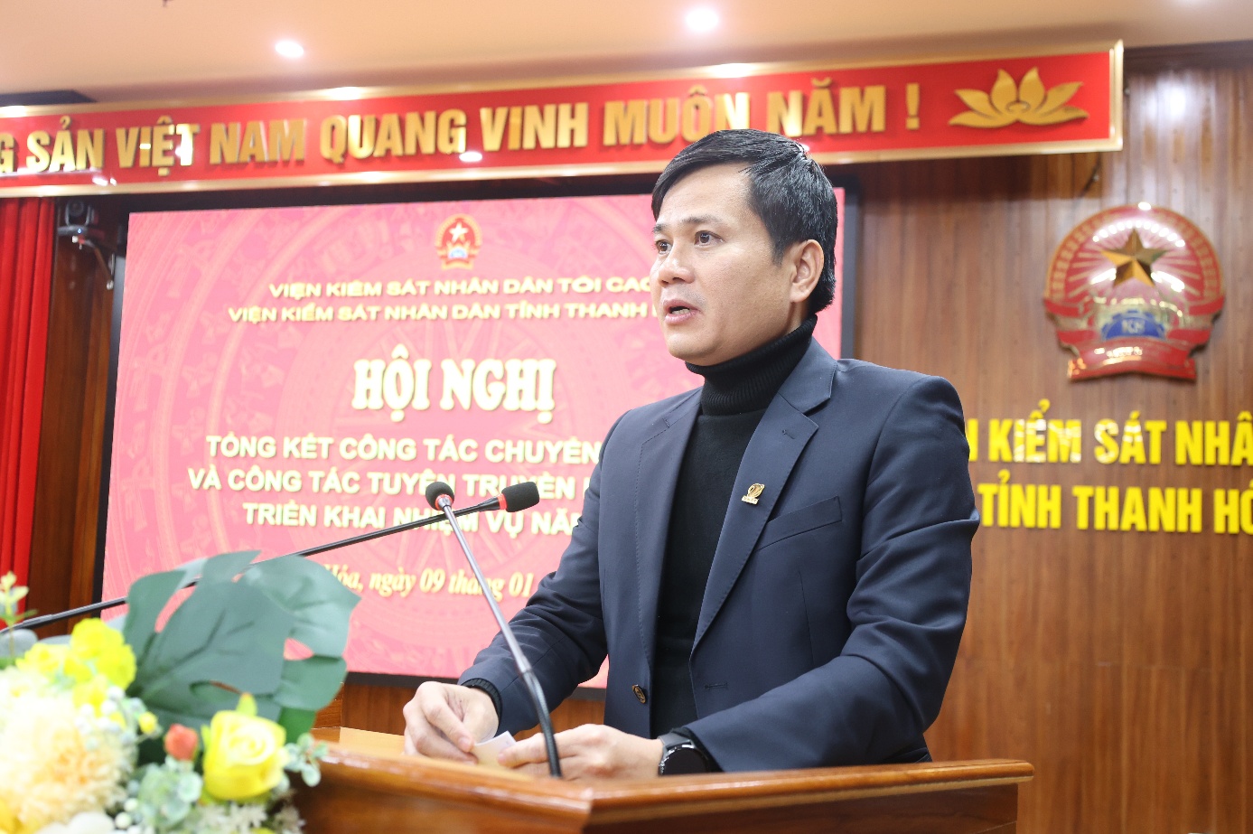 Đồng chí Nguyễn Thái Sơn, Phó Giám đốc VNPT tỉnh Thanh Hóa  phát biểu tại Hội nghị