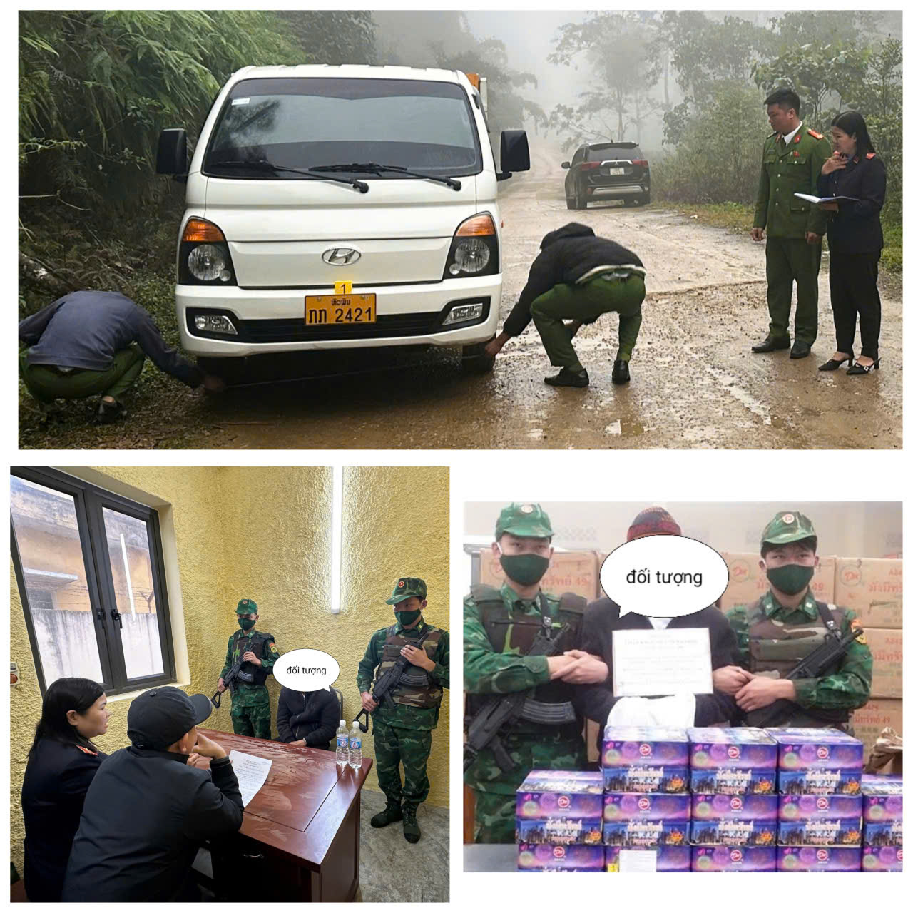 Ảnh: Kiểm sát viên tham gia khám nghiệm hiện trường và lấy lời khai đối tượng buôn bán hàng cấm