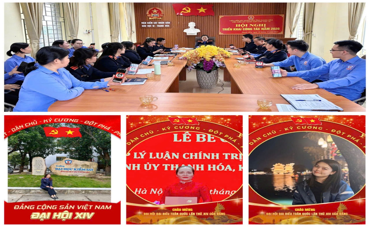 Ảnh: Hội nghị và các đồng chí trong đơn vị thay ảnh đại diện chào mừng Đại hội đại biểu toàn quốc lần thứ XIV của Đảng