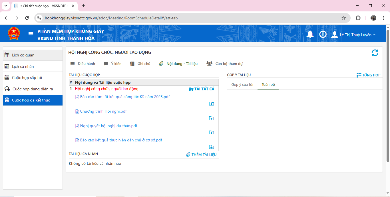 (Toàn bộ tài liệu được số hóa và thực hiện trên phòng họp không giấy)