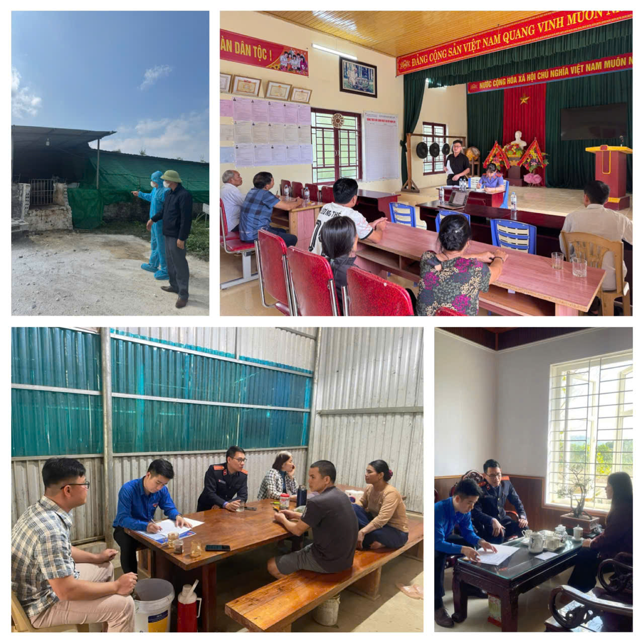 Kiểm sát viên làm việc trực tiếp với bà con nhân dân tại thôn bản, ghi nhận phản ánh và giải thích về vai trò của Viện kiểm sát bảo vệ lợi ích công theo tinh thần của Nghị quyết 205