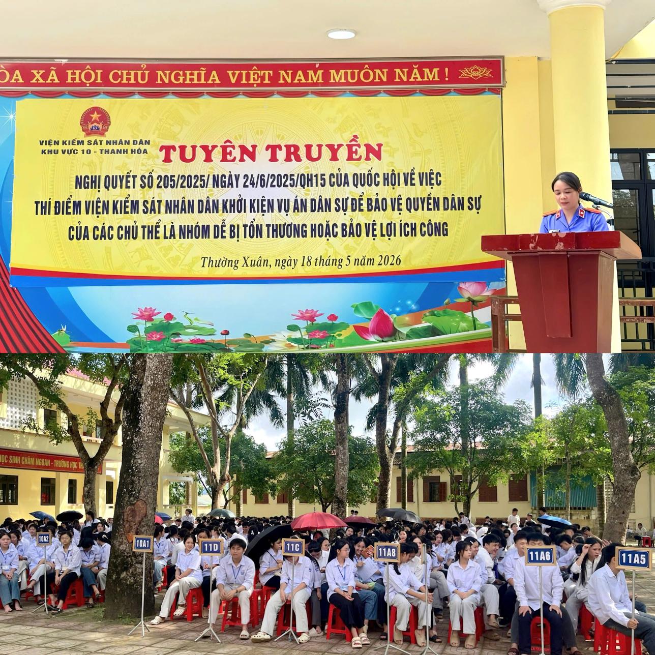 Đồng chí Quách Thị Vân, Kiểm sát viên trình bày nội dung tuyên truyền