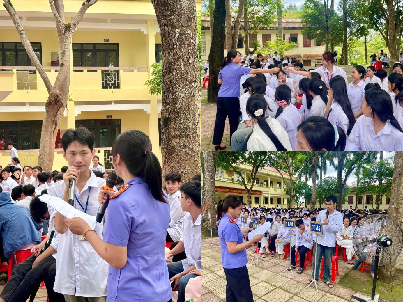 Các Kiểm sát viên giao lưu đặt câu hỏi và trao quà cho các em học sinh