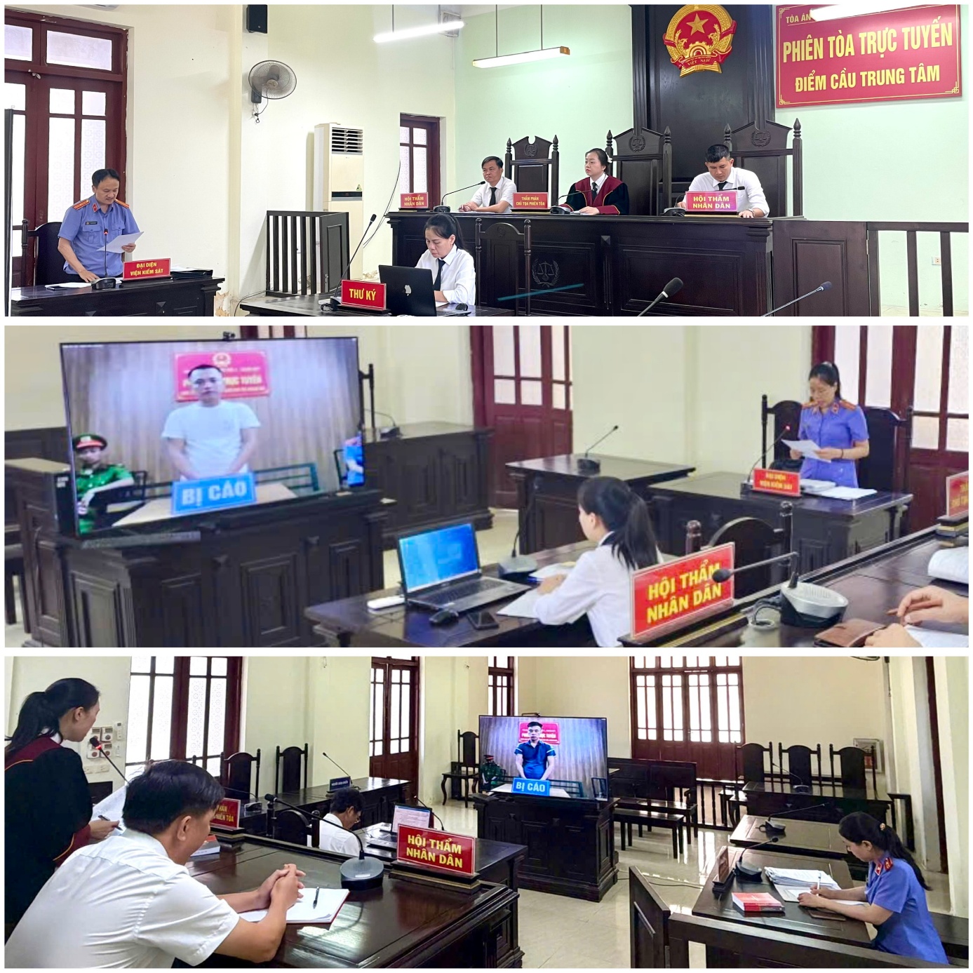 Hình ảnh xét xử tại điểm cầu TAND khu vực 4 - Thanh Hóa