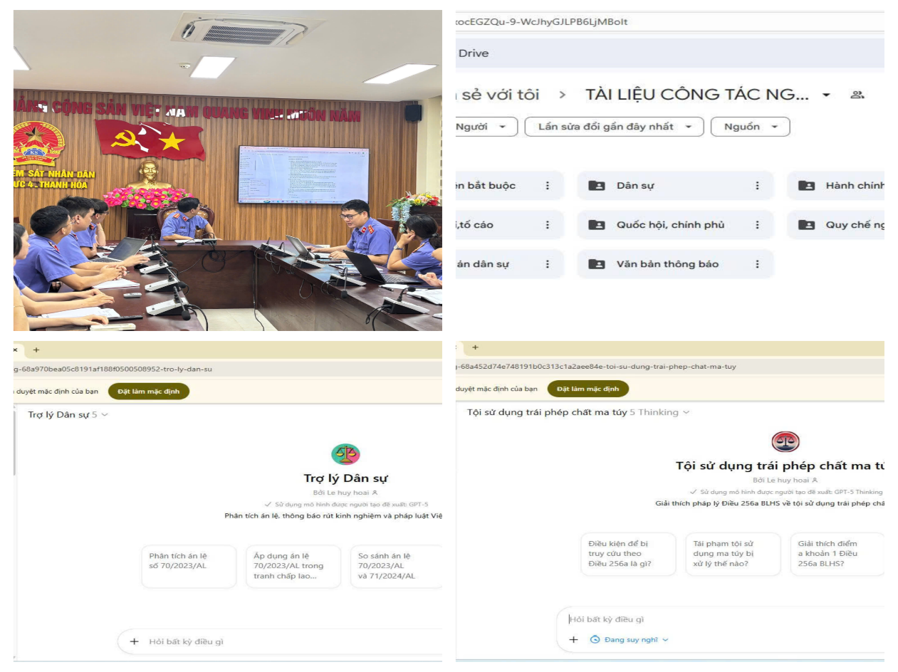 Hình ảnh: Giao diện các “trợ lý ảo” và kho dữ liệu được xây dựng và  ứng dụng trong các buổi sinh hoạt chuyên đề tại đơn vị.